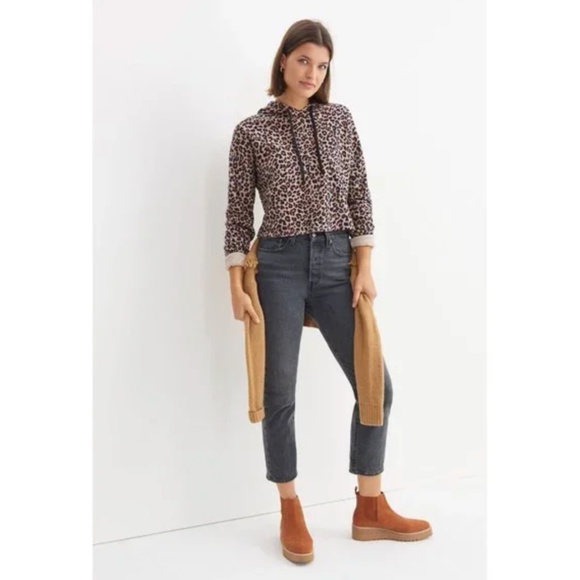 Adora Leopard Cheetah Cat Print Boho Peasant Hipster Chic Hoodie Farm Hoodie Top - Picture 3 of 4